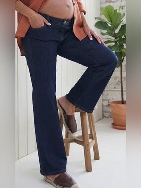 Bae The Label Day By Day Wide Leg Maternity Jeans Indigo Fade XS NWT UnderBelly